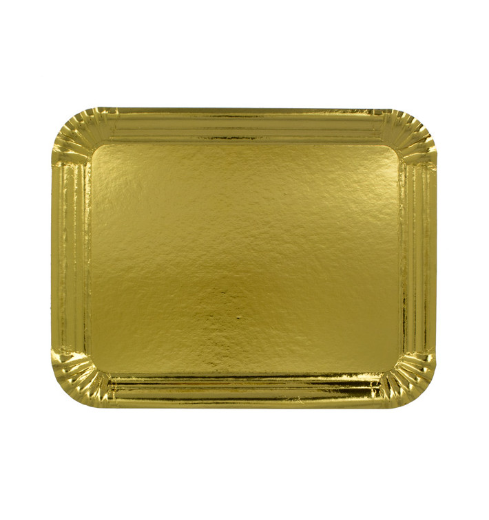 Vassoio di Cartone Rettangolare Oro 16x22 cm (100 Pezzi)