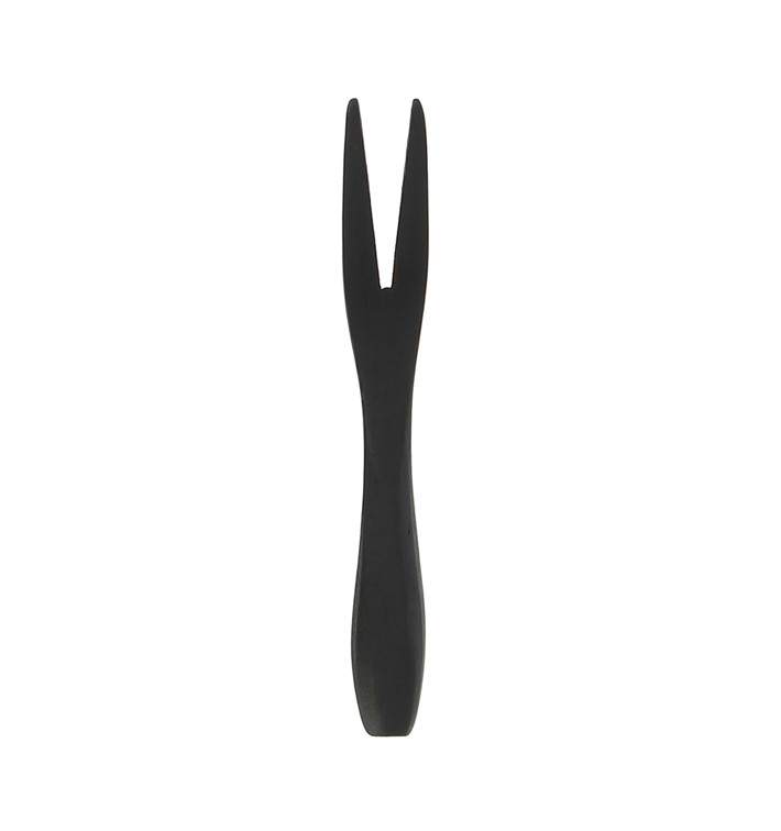 Mini-forchetta di Bamboo Degustazione Nero 9 cm (50 Pezzi)