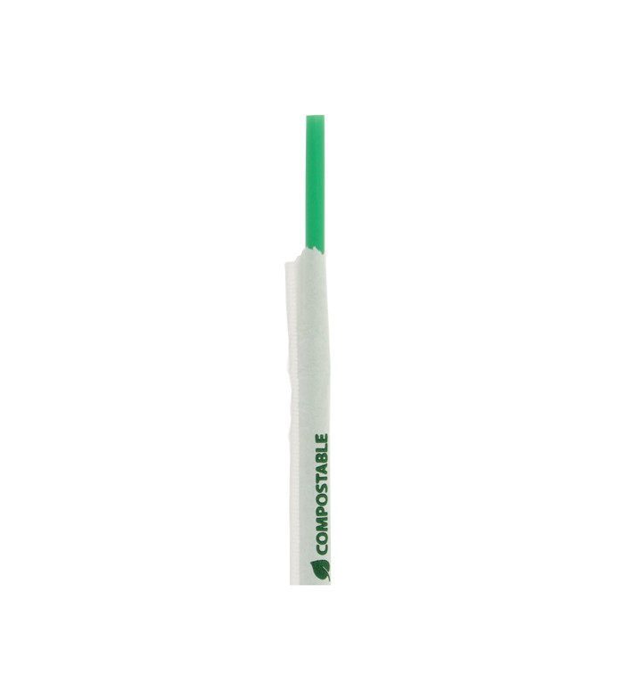 Cannuccia Flessible Insaccato PLA Verde Ø6mm 24cm (400 Pezzi)