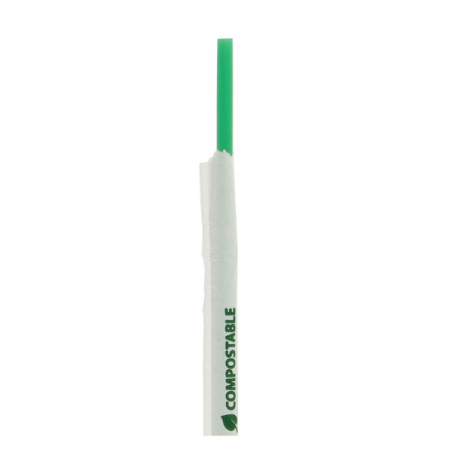 Cannuccia Flessible Insaccato PLA Verde Ø6mm 24cm (400 Pezzi)