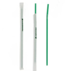 Cannuccia Flessible Insaccato PLA Verde Ø6mm 24cm (400 Pezzi)