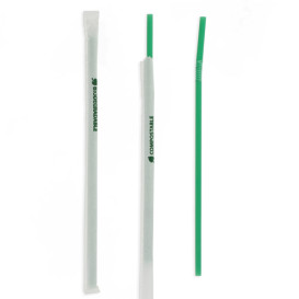 Cannuccia Flessible Insaccato PLA Verde Ø6mm 24cm (4800 Pezzi)