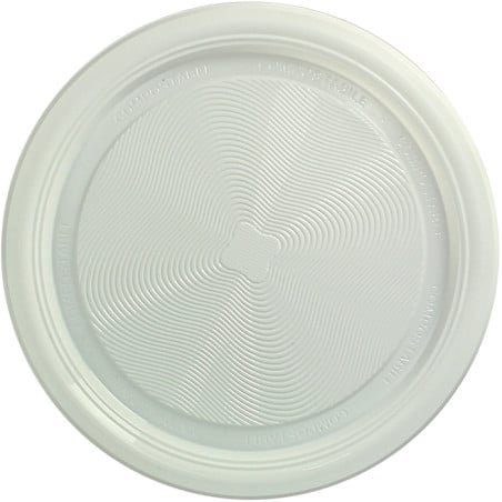 Piatto di Amido Mais PLA Piani Bianco Ø170 mm (25 Pezzi)