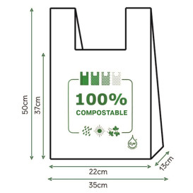 Sacchetto di Plastica Canottiera 100% Biodegradabile 35x50cm (100 Pezzi)