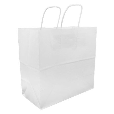 Buste Shopper in Carta Bianca 90g/m² 28+11x32cm (25 Pezzi)