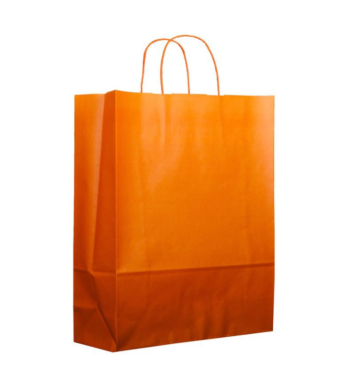 Buste Shopper in Carta Arancione 100g 25+11x31cm (25 Pezzi)