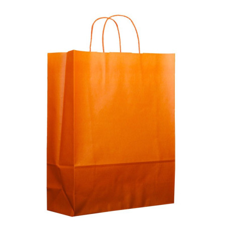 Buste Shopper in Carta Arancione 100g/m² 25+11x31cm (25 Pezzi)