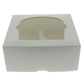 Scatola 4 Cupcakes con Inserto 17,3x16,5x7,5cm Bianco (20 Pezzi)