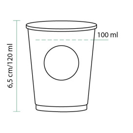 Bicchiere di Carta Eco PLA BioWare 4Oz/120ml Ø6,2cm (2000 Pezzi)