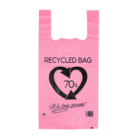 Sacchetto di Plastica Canottiera Riutilizzabile Rosa 42x53cm 50µm (20 Kg)