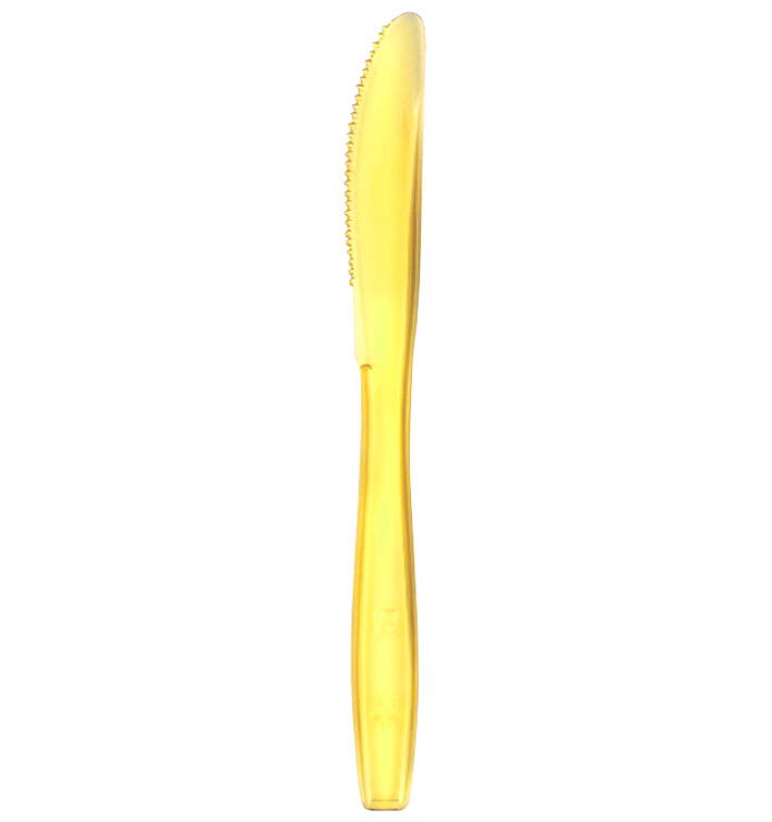 Coltello di Plastica PS Premium Giallo 190mm (50 Pezzi)