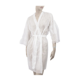 Kimono in TNT PP con Cintura e Tasca Bianco XL (100 Pezzi)