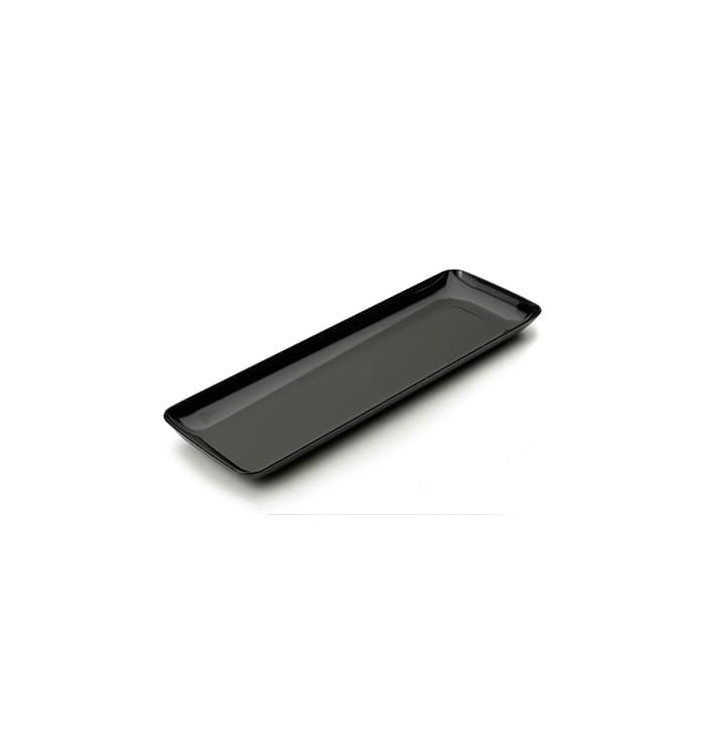 Vassoio Plastica Rettangolare Degustazione Nero 6x19 cm (200 Pezzi)