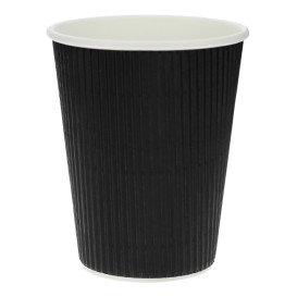 Bicchiere Carta 12 Oz/360ml "Parete Doppia" Nero Ø8,7cm (25 Pezzi)