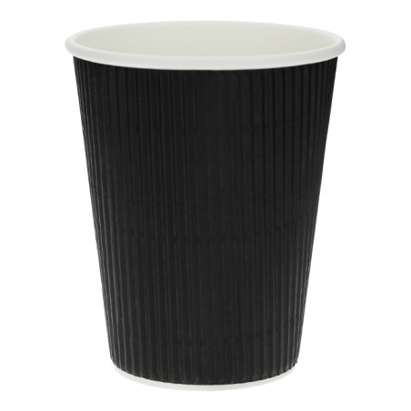 Bicchiere Carta 12 Oz/360ml "Parete Doppia" Nero Ø8,7cm (25 Pezzi)