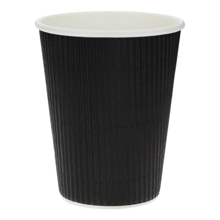 Bicchiere Carta 12 Oz/360ml "Parete Doppia" Nero Ø8,7cm (500 Pezzi)