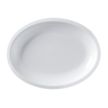 Vassoio Duro Riutilizzabile Ovale Bianco “Round” PP 25,5x19cm (600 Pezzi)