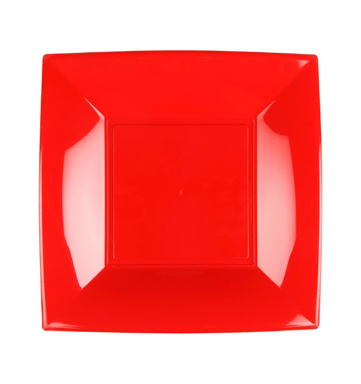 Piatto Plastica Piano Rosso Nice PP 230mm (300 Pezzi)