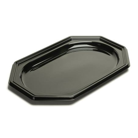 Vassoio di Plastica Ottagonale Nero 46x30 cm (50 Pezzi)