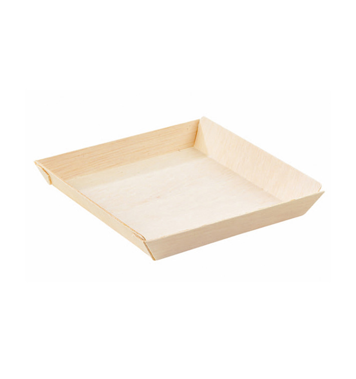 Piatto di Legno Quadrado 13x13x2cm 500ml (100 Pezzi)