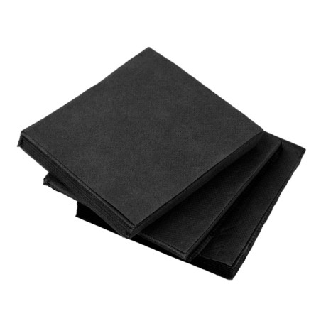 Tovagliolo da Cocktail di Carta Punta Punta 20x20cm Nero (2400 Pezzi)