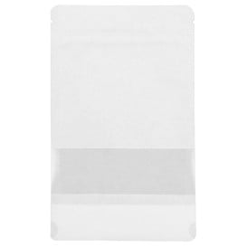 Sacchetto DoyPack di Carta con chiusura e finestra Bianco 12+6x20cm (50 Pezzi)