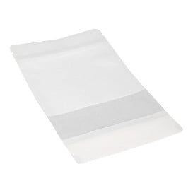 Sacchetto DoyPack di Carta con chiusura e finestra Bianco 12+6x20cm (1000 Pezzi)