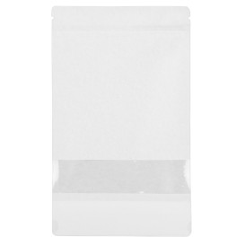 Sacchetto DoyPack di Carta con chiusura e finestra Bianco 16+8x26cm (50 Pezzi)