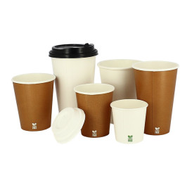 Bicchiere di Carta Senza Plastica 14 Oz/420ml Bianco Ø9cm (1.000 Pezzi)