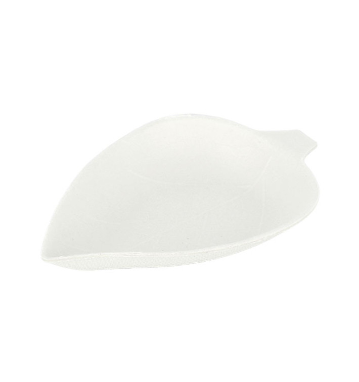 Mini Piatto Canna da Zucchero Foglia Bianco 9x6cm (600 Pezzi)