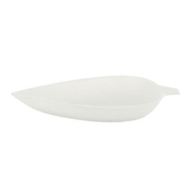 Mini Piatto Canna da Zucchero Foglia Bianco 9x6cm (600 Pezzi)