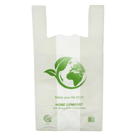 Sacchetto di Plastica Canottiera Bio Home Compost 55x60cm 24µm (100 Pezzi)