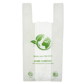 Sacchetto di Plastica Canottiera Bio Home Compost 40x50cm (100 Pezzi)