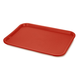 Vassoio Plastica Rigida Rosso 22x56cm (24 Pezzi)