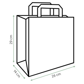 Sacchetti di carta Kraft con manico piatto 80g/m² 26+14x29cm (250 Pezzi)