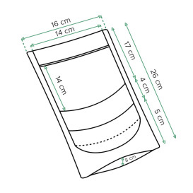 Sacchetto DoyPack di Carta con chiusura e finestra Bianco 16+8x26cm (50 Pezzi)