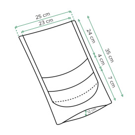 Sacchetto DoyPack di Carta con chiusura e finestra Bianco 25+12x35cm (250 Pezzi)