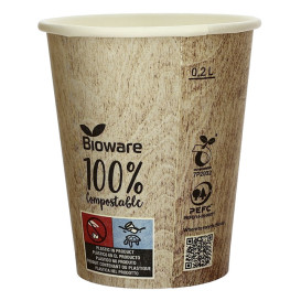 Bicchiere di Carta Eco PLA BioWare 9Oz/270ml Ø8,0cm (1000 Pezzi)