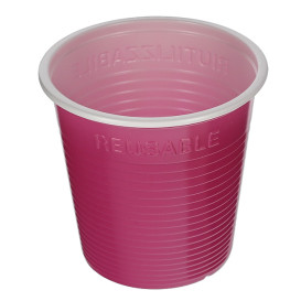 Bicchiere di Plastica PS Bicolore Fucsia 230 ml (30 Pezzi)