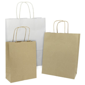 Buste Shopper in Carta Bianca 100g/m² 27+14x26cm (25 Pezzi)