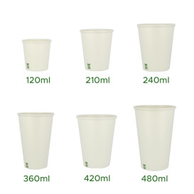 Bicchiere di Carta Senza Plastica 14 Oz/420ml Bianco Ø9cm (1.000 Pezzi)