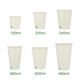 Bicchiere di Carta Senza Plastica 12 Oz/360ml Bianco Ø8cm (50 Pezzi)