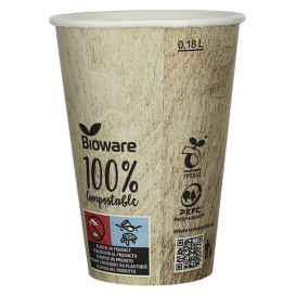 Bicchiere di Carta Vending Eco. PLA BioWare 8Oz/210ml Ø7,0cm (100 Pezzi)