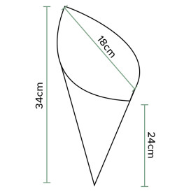 Cono di Carta Greaseproof Parchment 340mm 400g (1.000 Pezzi)