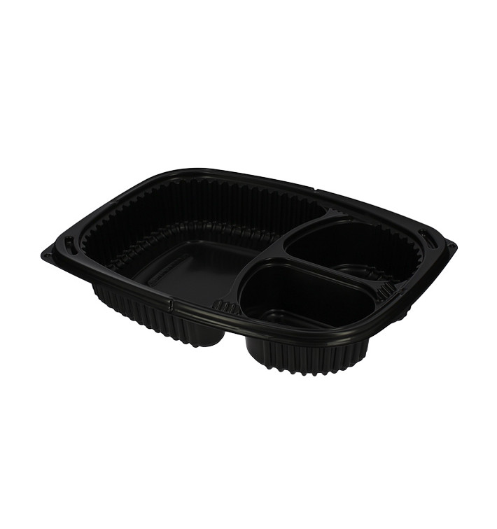 Contenitori Rettangolare Plastico PP 3SC Nero 1250ml 255x189x45mm (40 Pezzi)