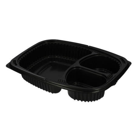 Contenitori Rettangolare Plastico PP 3SC Nero 1250ml 255x189x45mm (40 Pezzi)