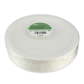 Piatto di Carta Tondo Anti-grasso Bianco Ø22cm 220g/m² (400 Pezzi)