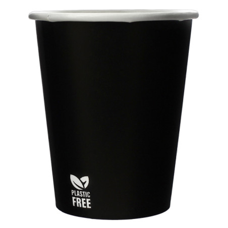 Bicchiere di Carta Senza Plastica 8 Oz/240ml Nero Ø8,0cm (1.000 Pezzi)