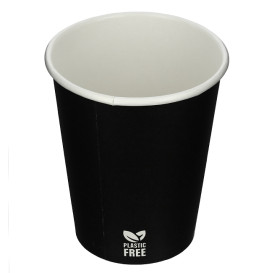 Bicchiere di Carta Senza Plastica 8 Oz/240ml Nero Ø8,0cm (1.000 Pezzi)