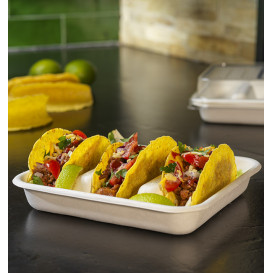 Contenitore per Tacos di Canna da Zucchero Bianco 18,5x18,5cm (50 Pezzi)